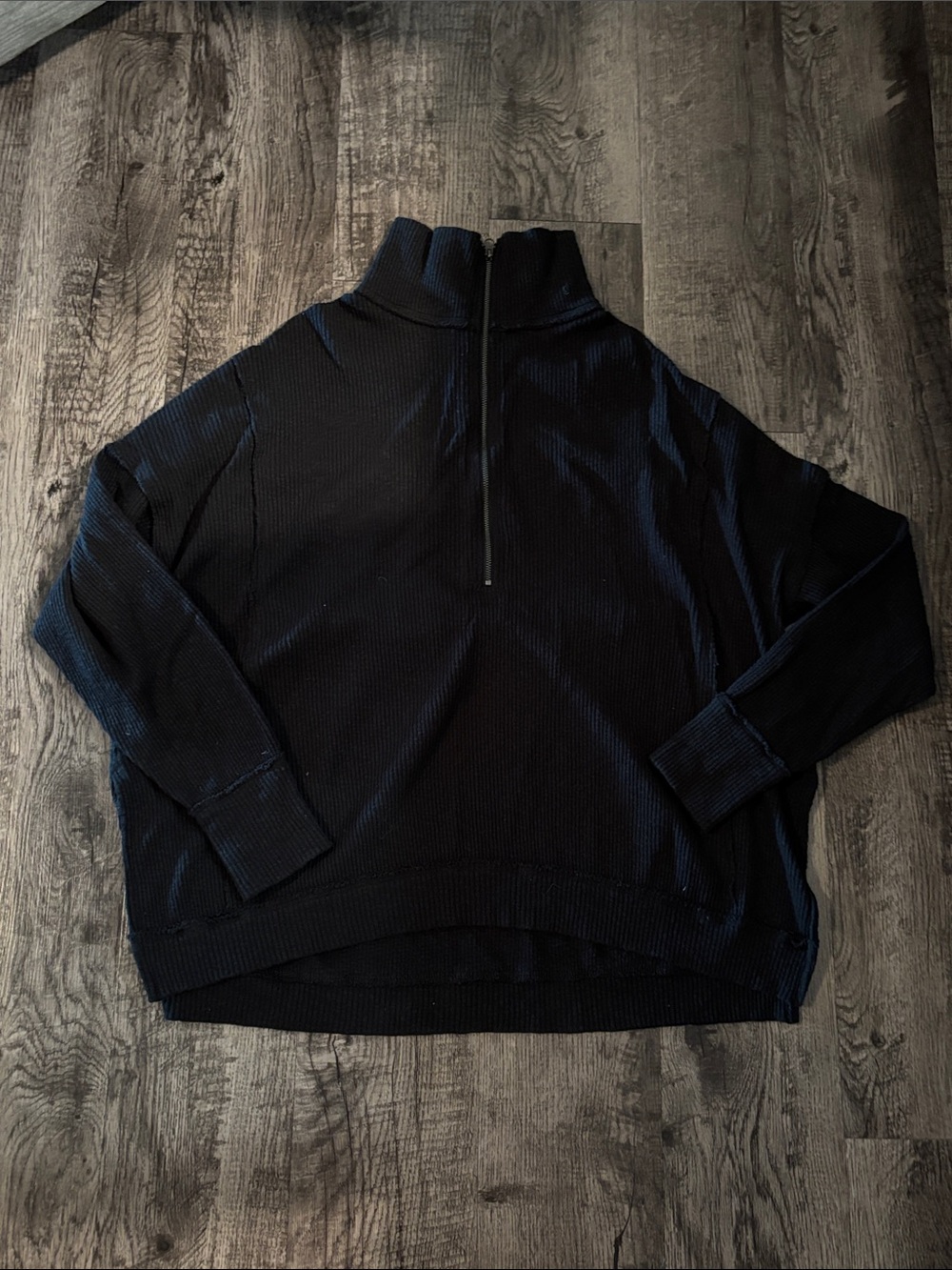 We The Free Ribbed Quarter-Zip Long Sleeve - Black - Size XSmall